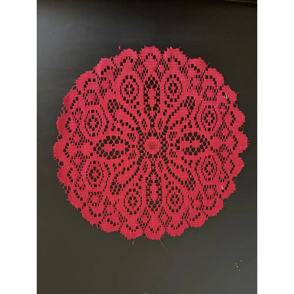 Vintage Red Lace Doily Bundle Set of 3 Holiday Christmas Valentine Table Decor